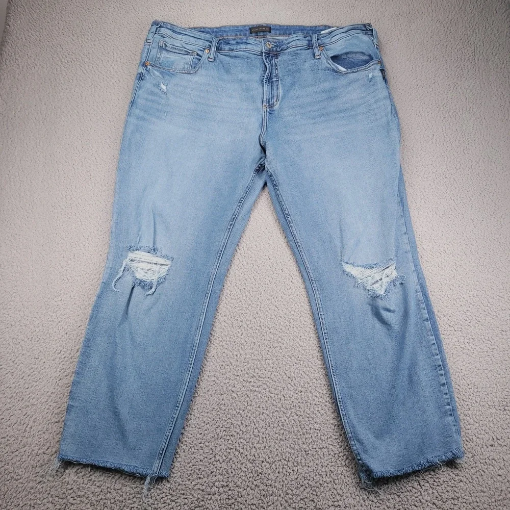SILVER Jeans Size 22 Beau Slim Straight Girlfriend Distressed Denim 44x27